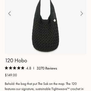 The Sak 120 Hobo Black Crochet Purse - classic Hobo Sak bag -black crochet purse
